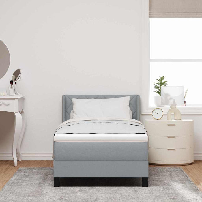 Pat cu arcuri cu headboard Gri deschis 200 x 100 cm țesătură WALTI