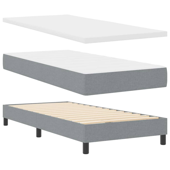Pat cu arcuri cu headboard Gri deschis 200 x 100 cm țesătură WALTI