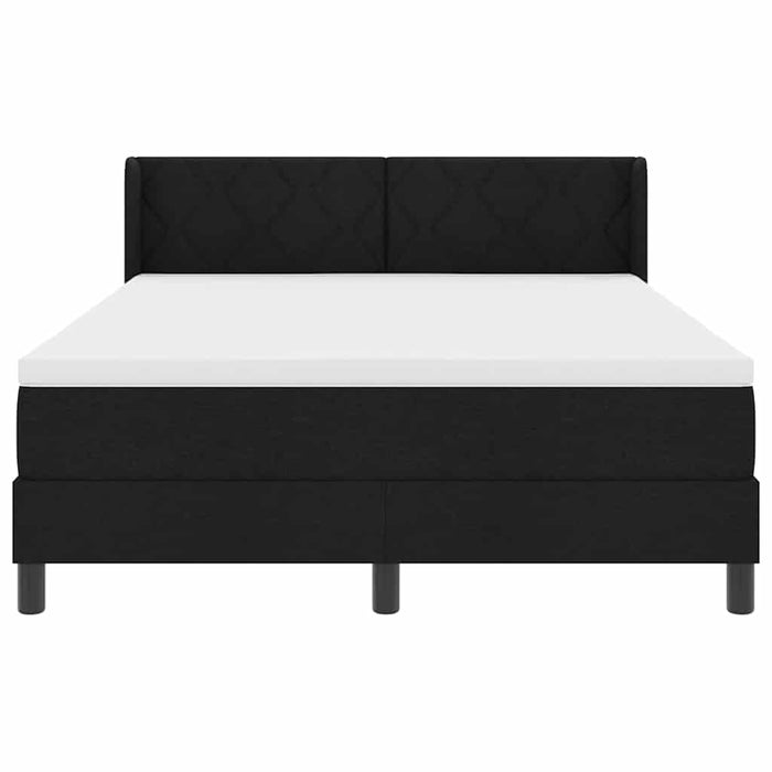 Pat cu arcuri cu headboard Manual Negru 190 x 140 cm țesătură WALTI