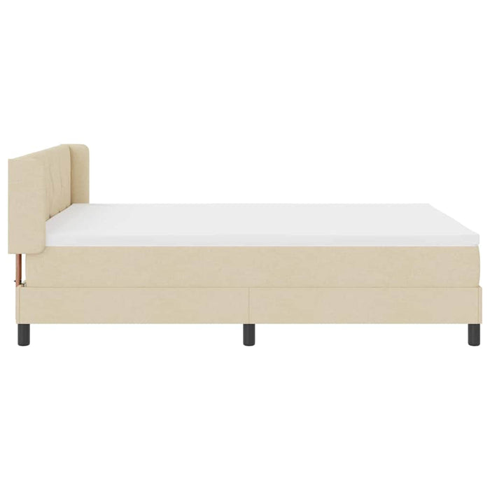 Pat cu arcuri cu headboard Manual Crem 190 x 140 cm țesătură WALTI