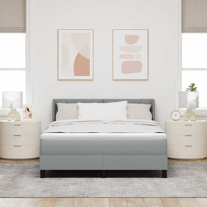 Pat cu arcuri cu headboard Gri deschis 200 x 140 cm țesătură WALTI