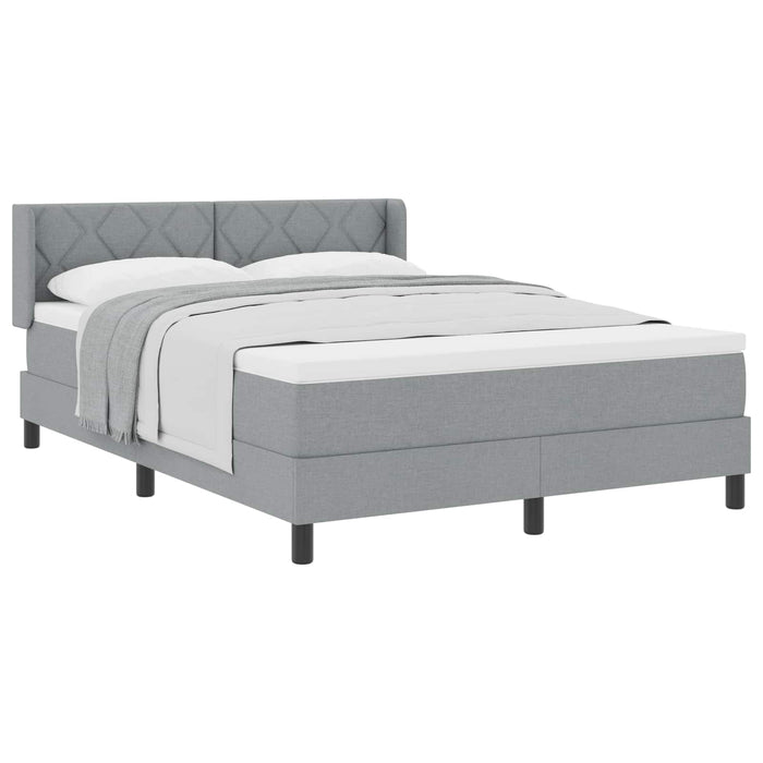 Pat cu arcuri cu headboard Gri deschis 200 x 140 cm țesătură WALTI