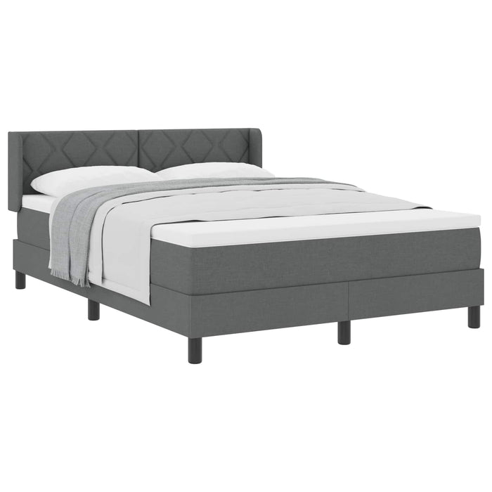 Pat cu arcuri cu headboard Gri închis 200 x 140 cm țesătură WALTI