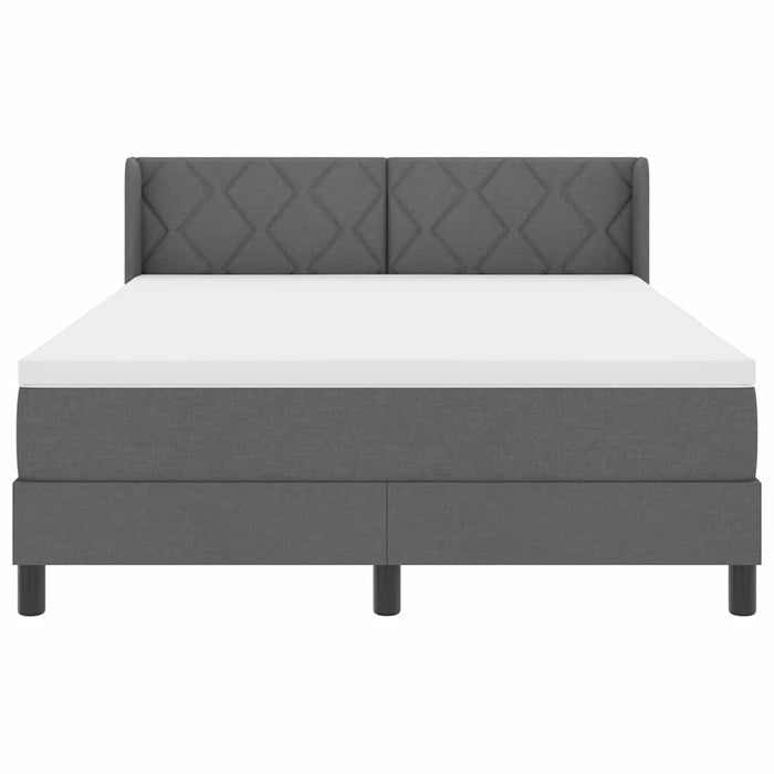Pat cu arcuri cu headboard Gri închis 200 x 140 cm țesătură WALTI