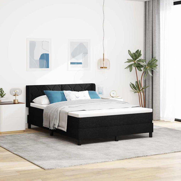 Pat cu arcuri cu headboard Manual Negru 200 x 140 cm țesătură WALTI