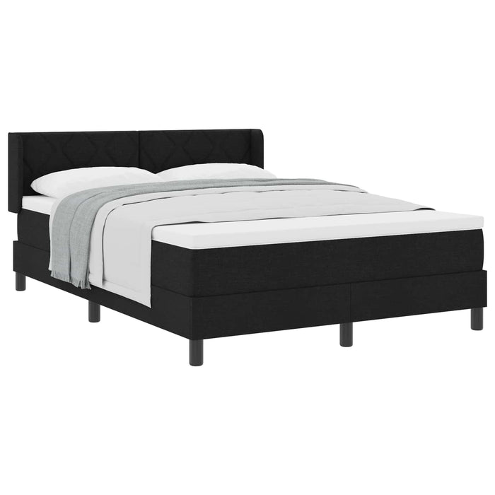 Pat cu arcuri cu headboard Manual Negru 200 x 140 cm țesătură WALTI
