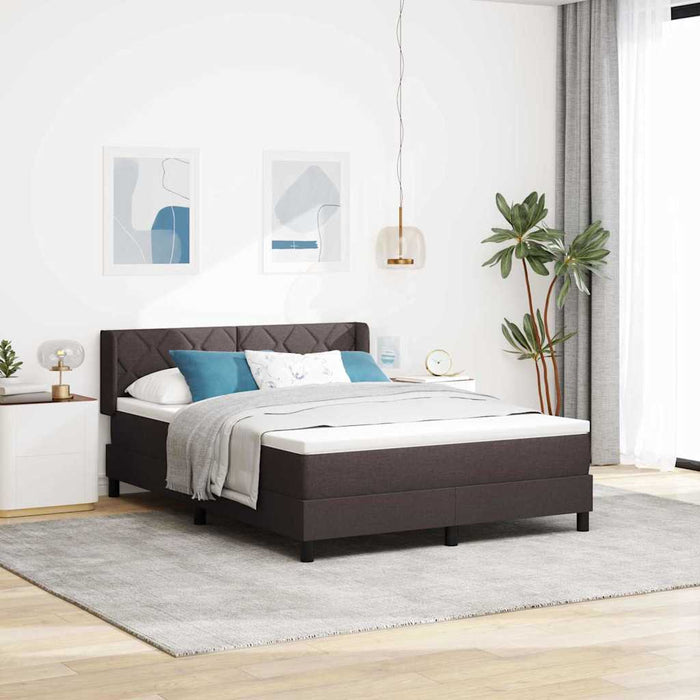 Pat cu arcuri cu headboard Maro închis 200 x 140 cm țesătură WALTI