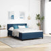 Pat cu arcuri cu headboard albastru 200 x 140 cm țesătură - WALTI WALTI