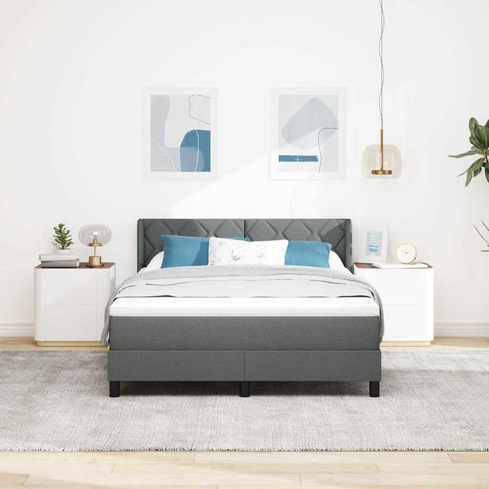 Pat cu arcuri cu headboard Gri închis 200 x 160 cm țesătură WALTI