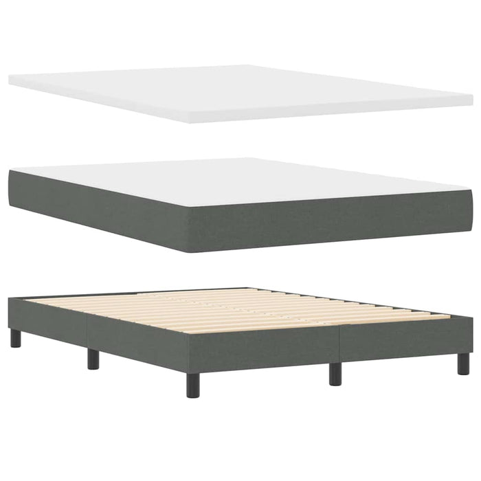 Pat cu arcuri cu headboard Gri închis 200 x 160 cm țesătură WALTI