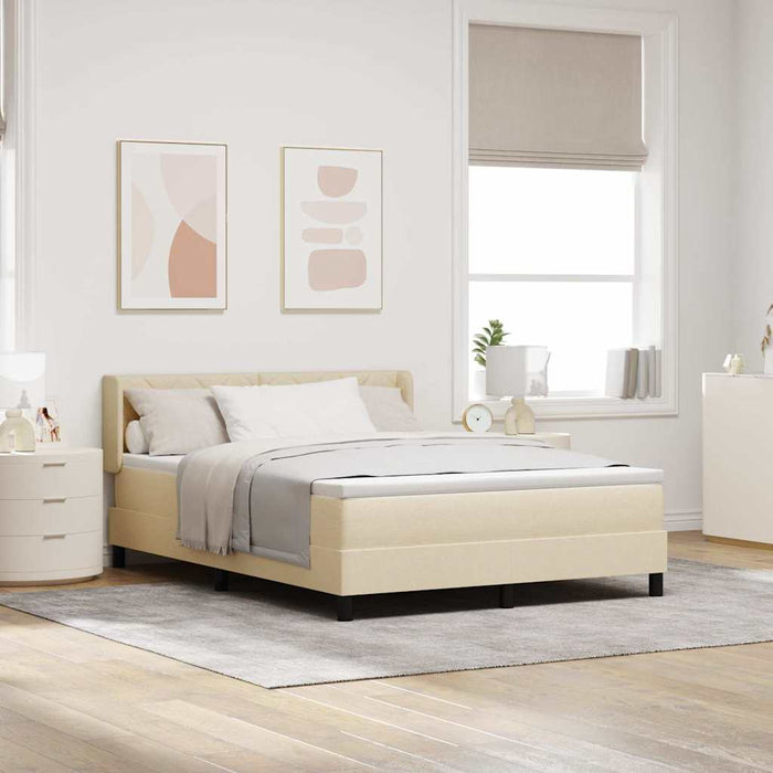 Pat cu arcuri cu headboard Manual Crem 200 x 160 cm țesătură - WALTI WALTI