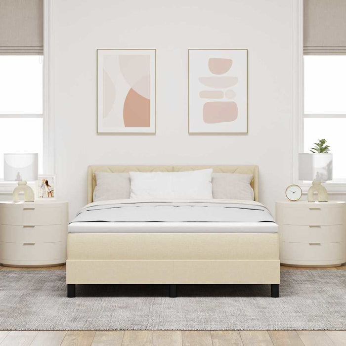 Pat cu arcuri cu headboard Manual Crem 200 x 160 cm țesătură - WALTI WALTI