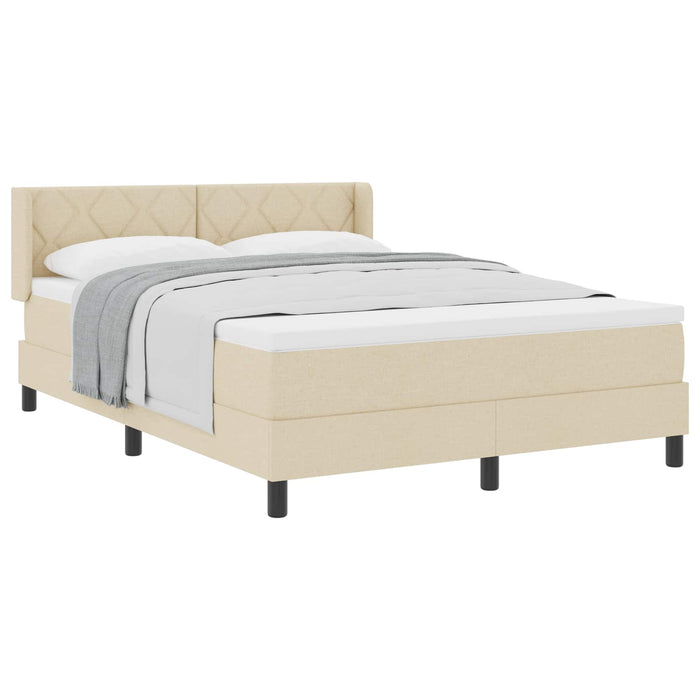 Pat cu arcuri cu headboard Manual Crem 200 x 160 cm țesătură - WALTI WALTI