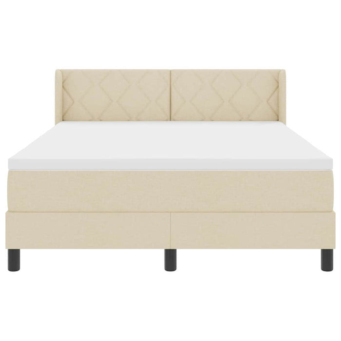 Pat cu arcuri cu headboard Manual Crem 200 x 160 cm țesătură - WALTI WALTI