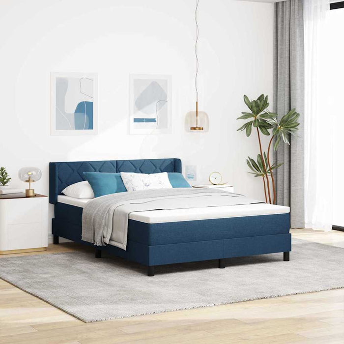 Pat cu arcuri cu headboard albastru 200 x 160 cm țesătură - WALTI WALTI