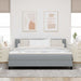 Pat cu arcuri cu headboard Gri deschis 200 x 180 cm țesătură - WALTI WALTI
