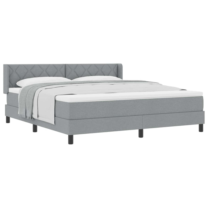 Pat cu arcuri cu headboard Gri deschis 200 x 180 cm țesătură - WALTI WALTI