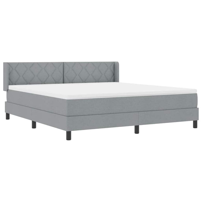 Pat cu arcuri cu headboard Gri deschis 200 x 180 cm țesătură - WALTI WALTI