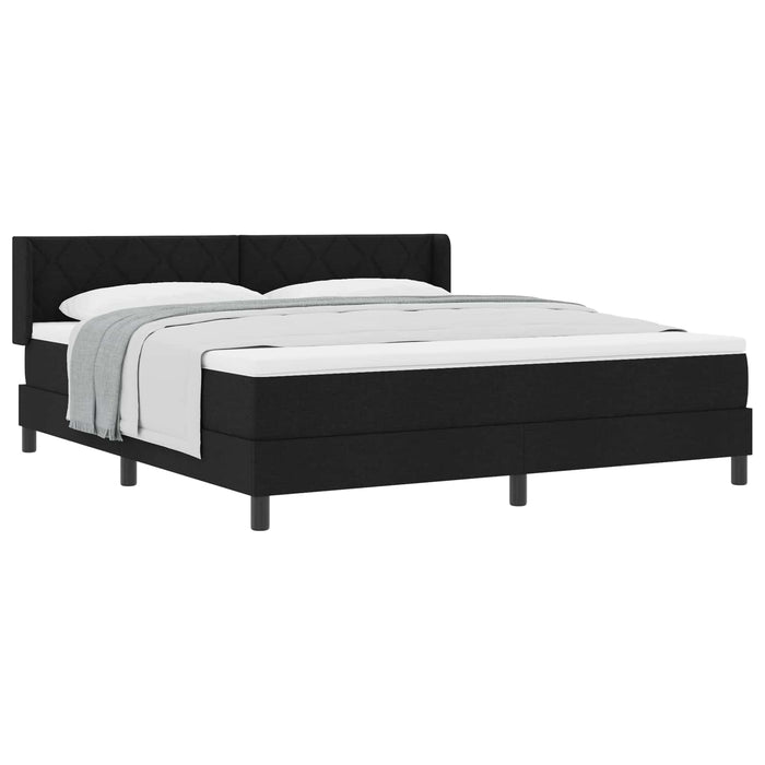 Pat cu arcuri cu headboard Manual Negru 200 x 180 cm țesătură - WALTI WALTI