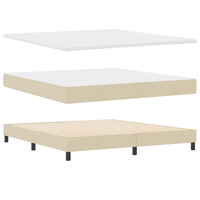 Pat cu arcuri cu headboard Manual Crem 200 x 180 cm țesătură WALTI