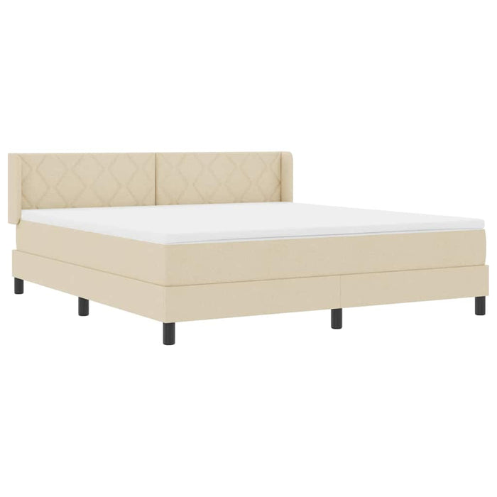 Pat cu arcuri cu headboard Manual Crem 200 x 180 cm țesătură WALTI