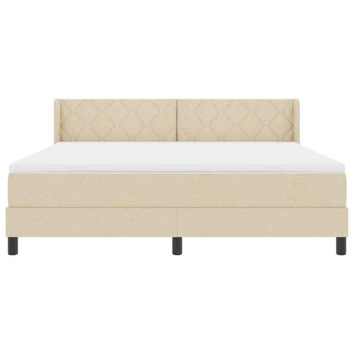 Pat cu arcuri cu headboard Manual Crem 200 x 180 cm țesătură WALTI