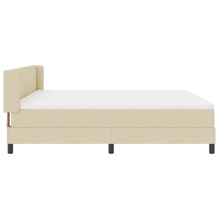 Pat cu arcuri cu headboard Manual Crem 200 x 180 cm țesătură WALTI