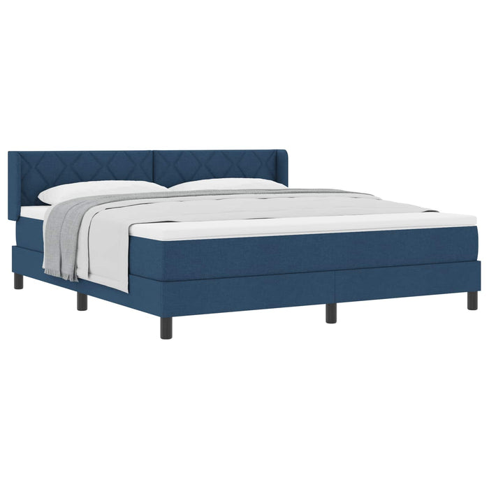 Pat cu arcuri cu headboard albastru 200 x 180 cm țesătură - WALTI WALTI