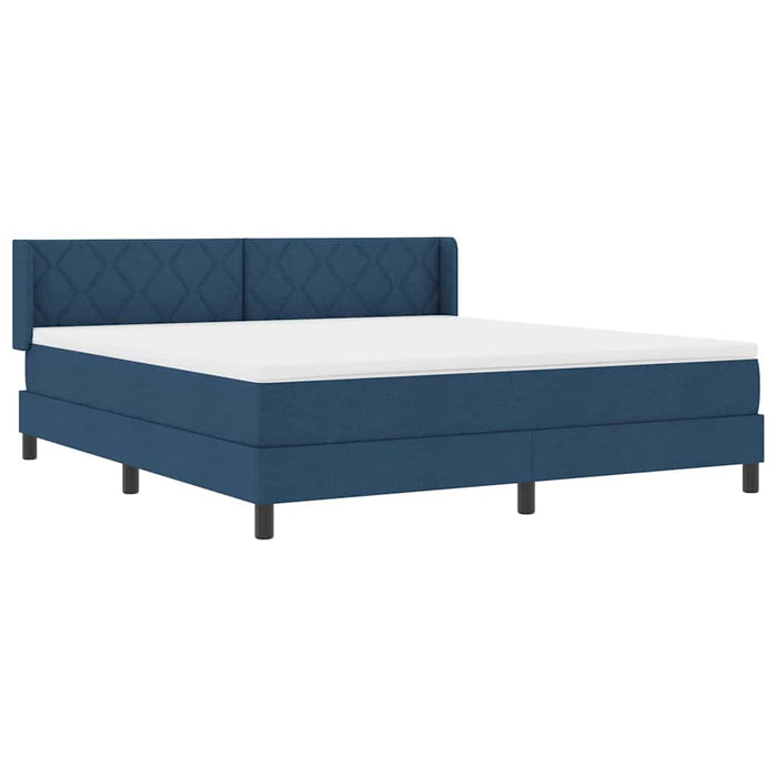 Pat cu arcuri cu headboard albastru 200 x 180 cm țesătură - WALTI WALTI