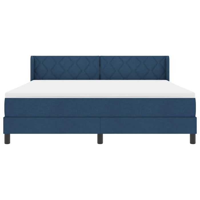 Pat cu arcuri cu headboard albastru 200 x 180 cm țesătură - WALTI WALTI