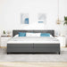 Pat cu arcuri cu headboard Gri închis 200 x 200 cm țesătură - WALTI WALTI