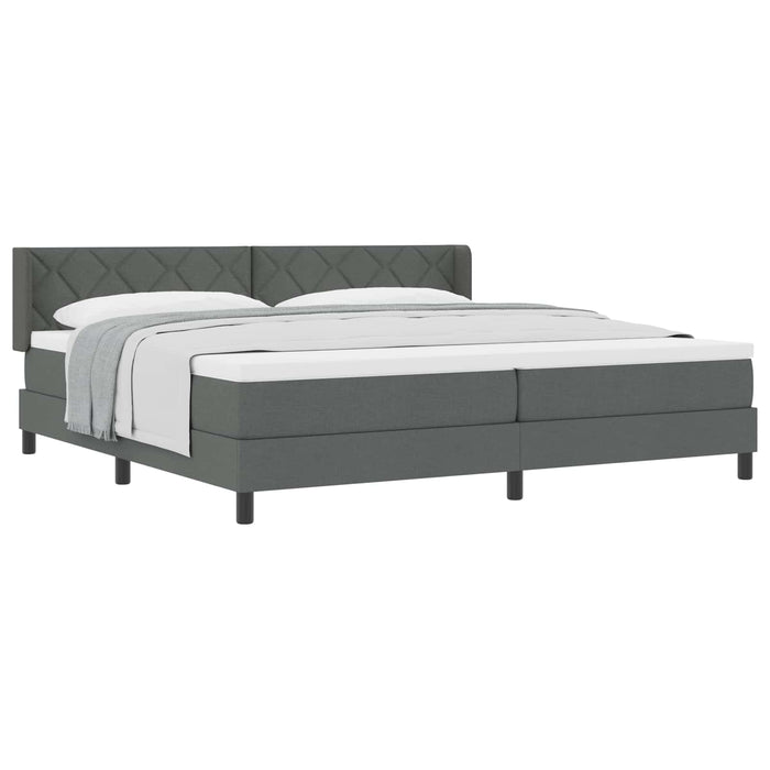 Pat cu arcuri cu headboard Gri închis 200 x 200 cm țesătură - WALTI WALTI