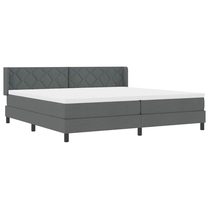 Pat cu arcuri cu headboard Gri închis 200 x 200 cm țesătură - WALTI WALTI