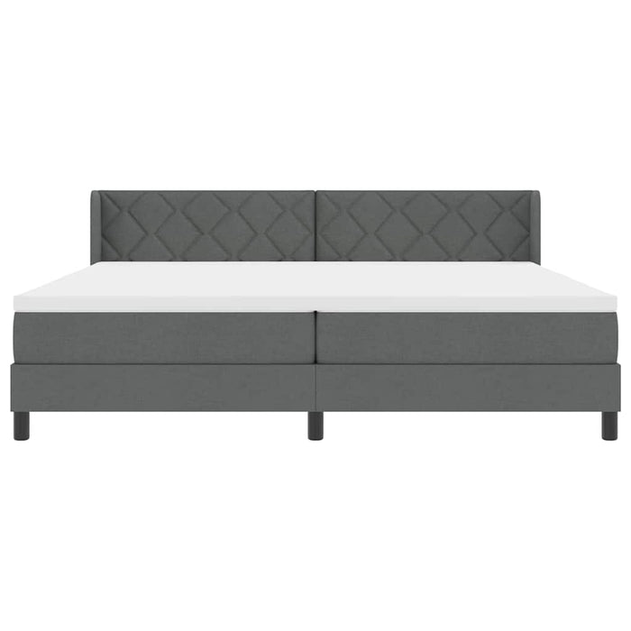 Pat cu arcuri cu headboard Gri închis 200 x 200 cm țesătură - WALTI WALTI