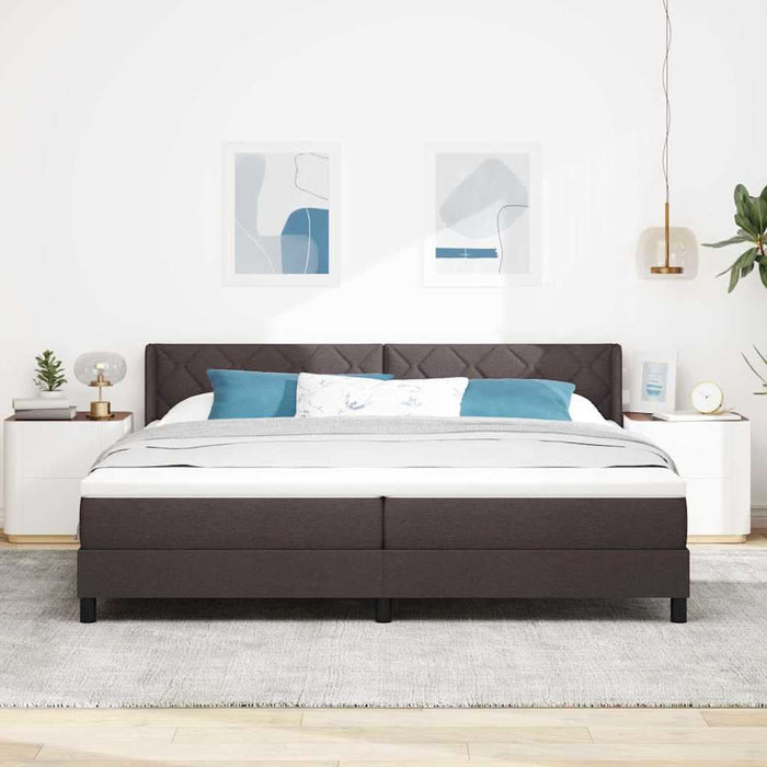 Pat cu arcuri cu saltea Maro închis 200 x 200 cm Poliester - WALTI WALTI