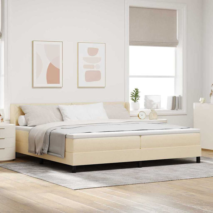 Pat cu arcuri cu headboard Manual Crem 200 x 200 cm țesătură WALTI