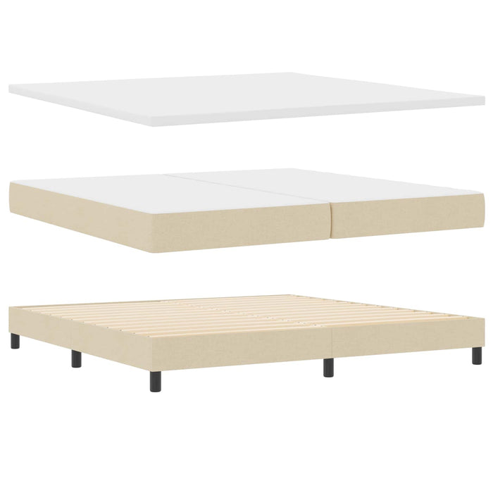 Pat cu arcuri cu headboard Manual Crem 200 x 200 cm țesătură WALTI