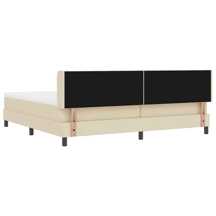 Pat cu arcuri cu headboard Manual Crem 200 x 200 cm țesătură WALTI