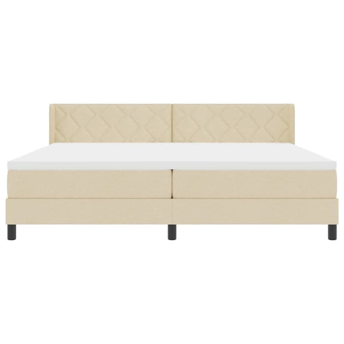 Pat cu arcuri cu headboard Manual Crem 200 x 200 cm țesătură WALTI