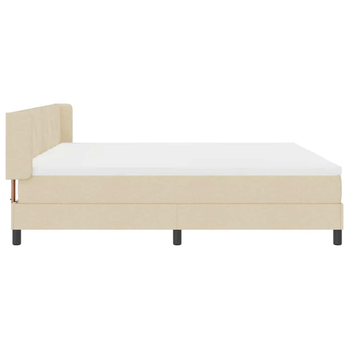 Pat cu arcuri cu headboard Manual Crem 200 x 200 cm țesătură WALTI