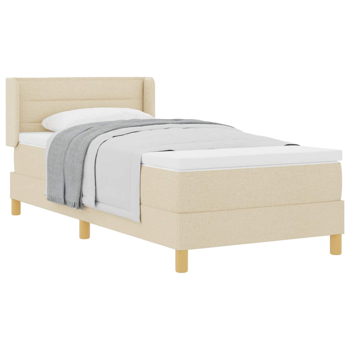 Pat cu arcuri cu saltea cu headboard Crem 200 x 80 cm țesătură WALTI