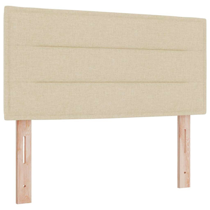 Pat cu arcuri cu saltea cu headboard Crem 200 x 80 cm țesătură WALTI