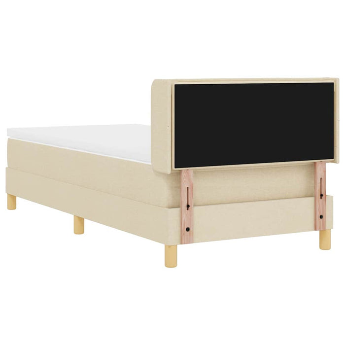 Pat cu arcuri cu saltea cu headboard Crem 200 x 80 cm țesătură WALTI
