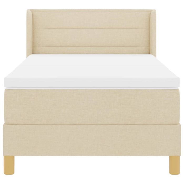 Pat cu arcuri cu saltea cu headboard Crem 200 x 80 cm țesătură WALTI