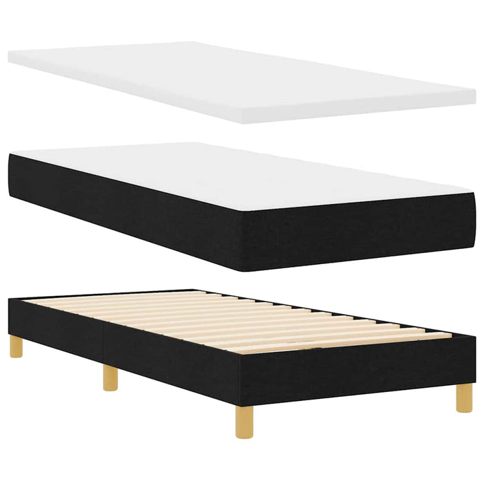Pat cu arcuri cu saltea Negru și Alb 90 x 190 cm țesătură - WALTI WALTI