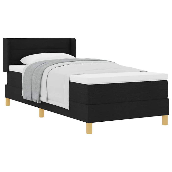 Pat cu arcuri cu saltea Negru și Alb 90 x 190 cm țesătură - WALTI WALTI
