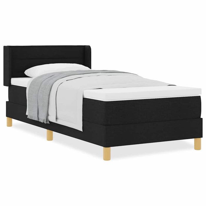 Pat cu arcuri cu saltea Negru și Alb 90 x 200 cm țesătură - WALTI WALTI
