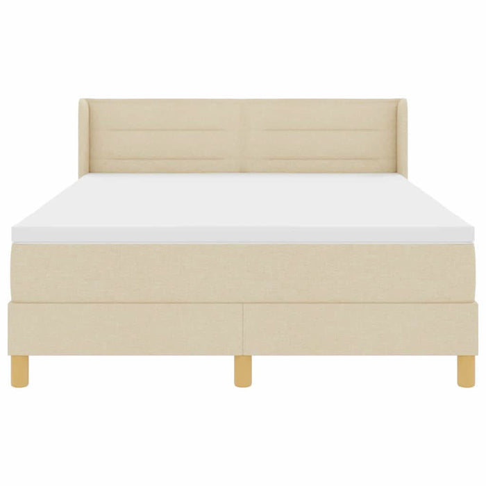 Pat cu Saltea cu Arcuri cu saltea Crem 140 x 190 cm țesătură - WALTI WALTI