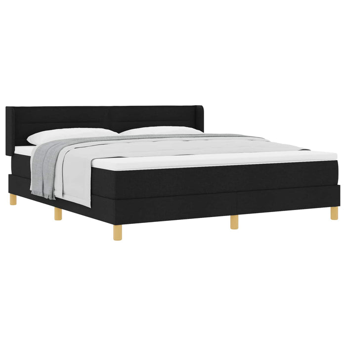 Pat cu arcuri cu saltea Negru 200 x 180 cm Poliester - WALTI WALTI