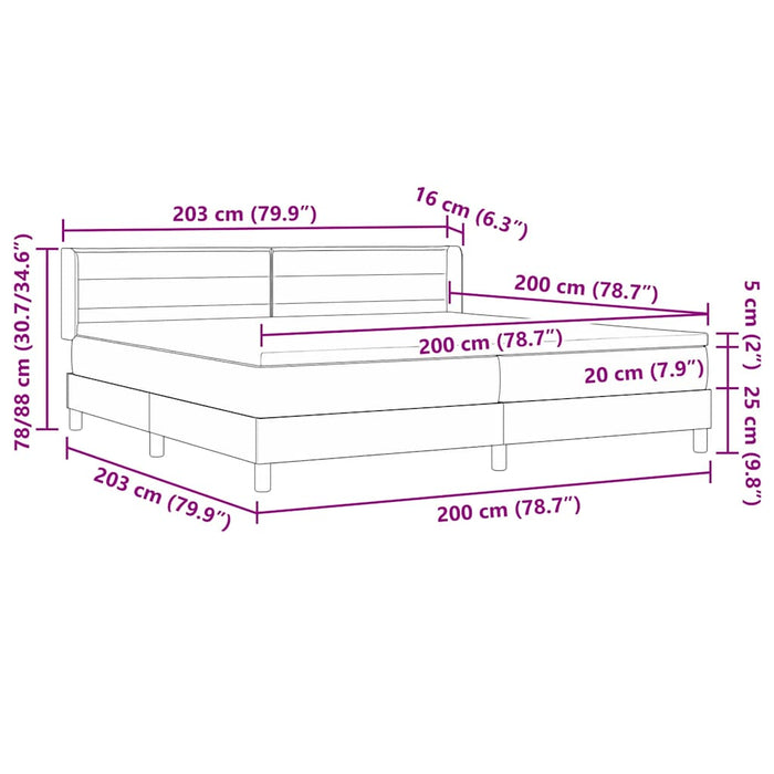 Pat cu arcuri cu saltea Gri închis 200 x 200 cm Poliester - WALTI WALTI